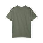 Dark moss crew-neck T-shirt with chest graphic detail