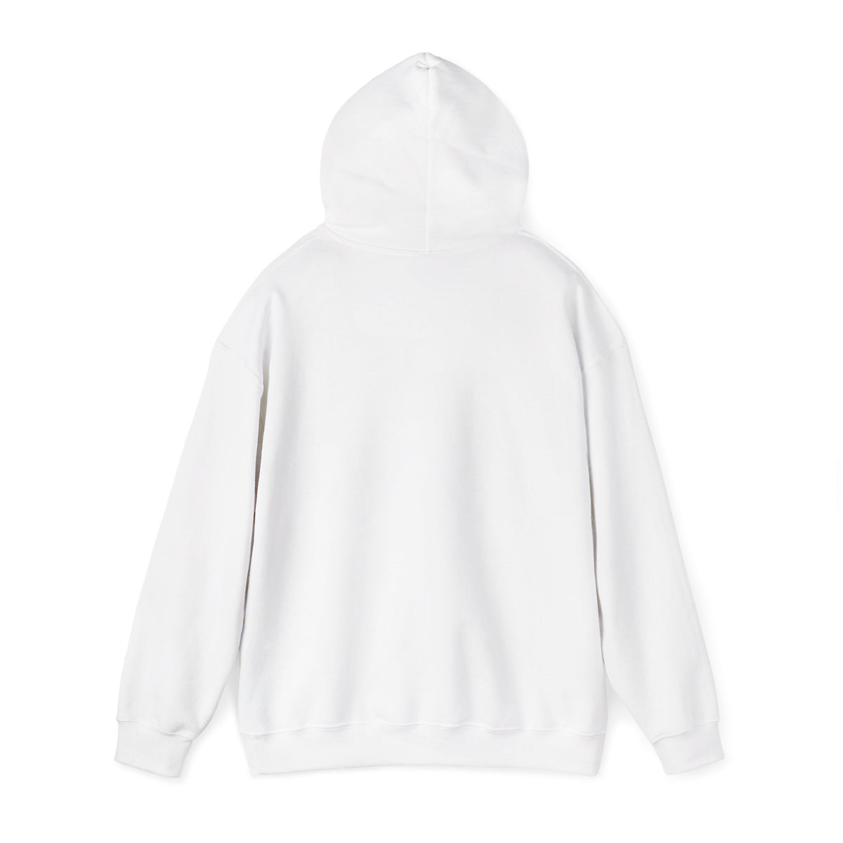 White football penalty hoodie back view with hood and kangaroo-style pocket