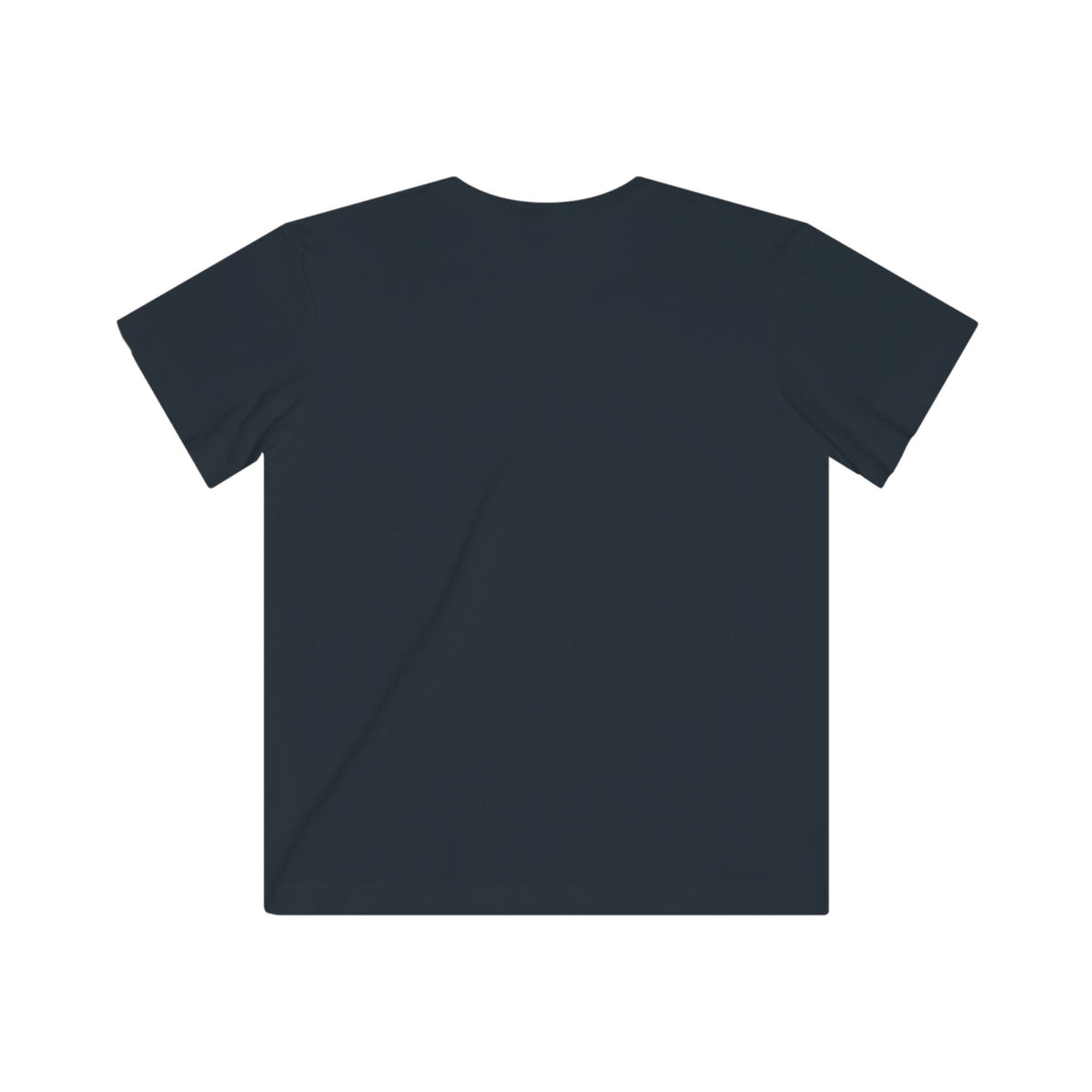 Black crewneck T-shirt, plain back view with short sleeves