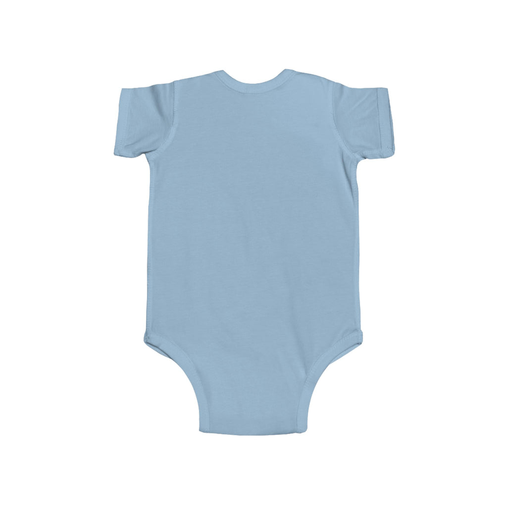 Light blue short-sleeve baby bodysuit, plain back