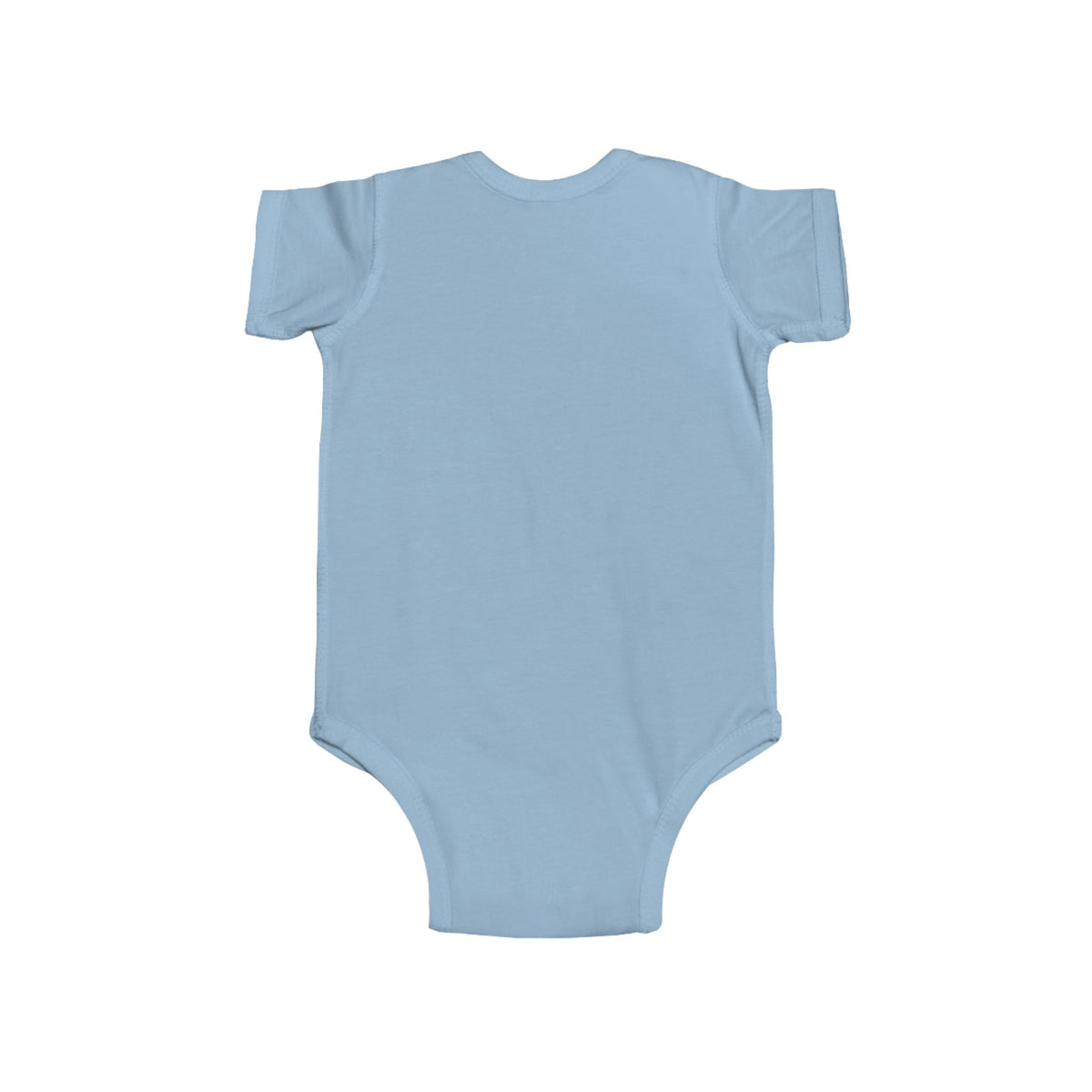 Light blue short-sleeve baby bodysuit, plain back