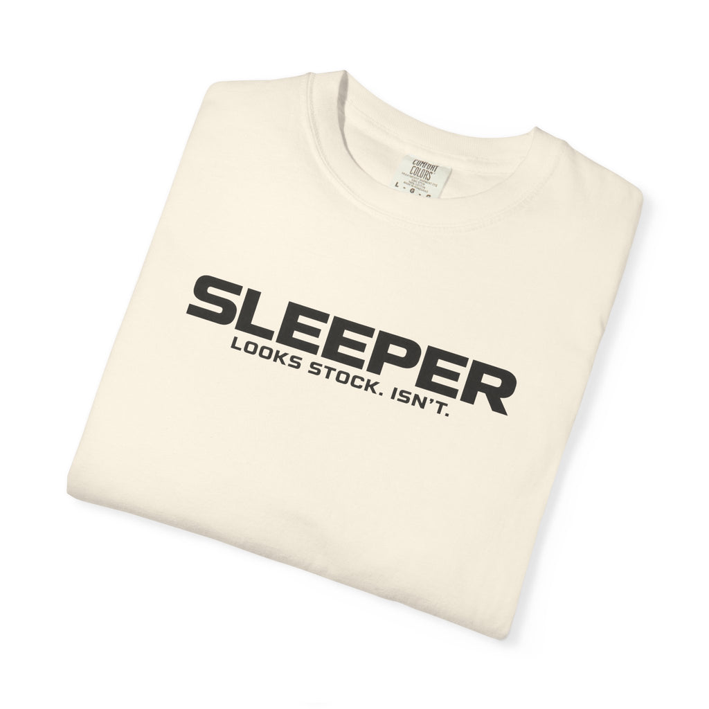 Ivory graphic T-shirt, SLEEPER logo close-up