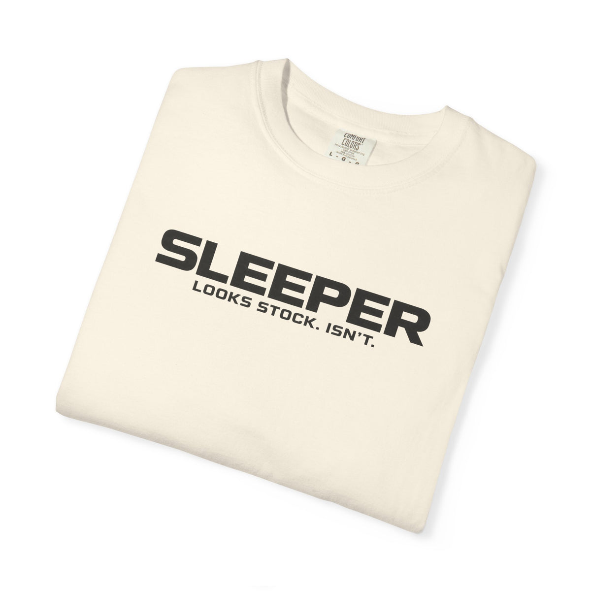 Ivory graphic T-shirt, SLEEPER logo close-up