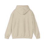 Sand JDM hoodie back view with hood and ribbed cuffs