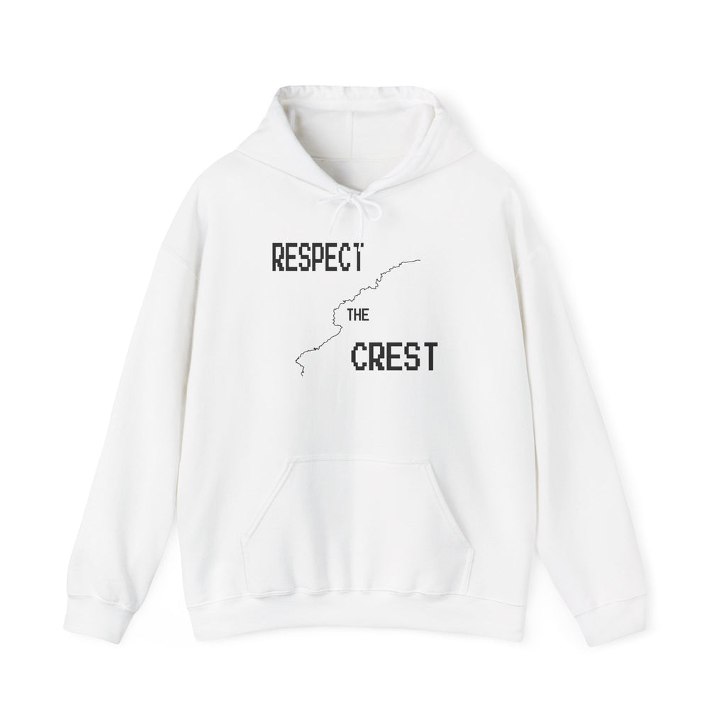 White pullover hoodie with front graphic print and kangaroo pocket