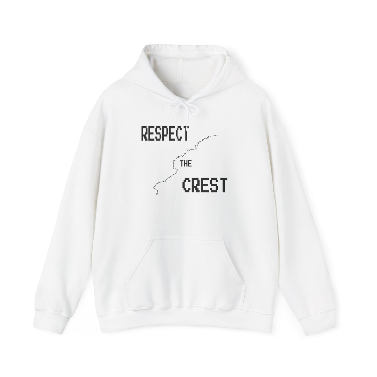 White pullover hoodie with front graphic print and kangaroo pocket