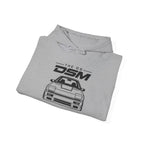 Sport grey hoodie with front kangaroo pocket and drawstring hood, DSM graphic logo