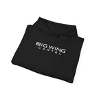 Black hoodie with Big Wing Cartel graphic on the chest, drawstring hood