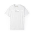 White crewneck T-shirt with small “ZONE 2 RUNNING CLUB” chest logo
