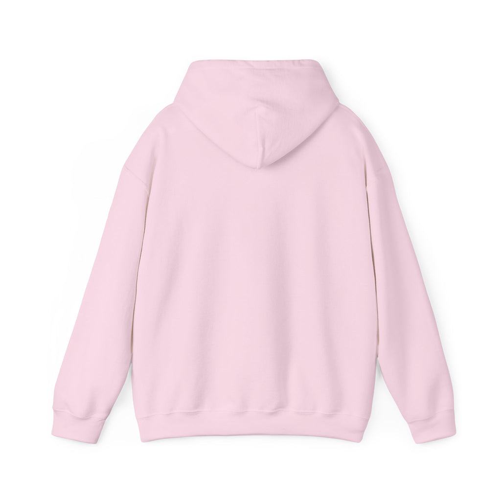 Light pink baby pullover hoodie with hood and front pocket, no visible graphic