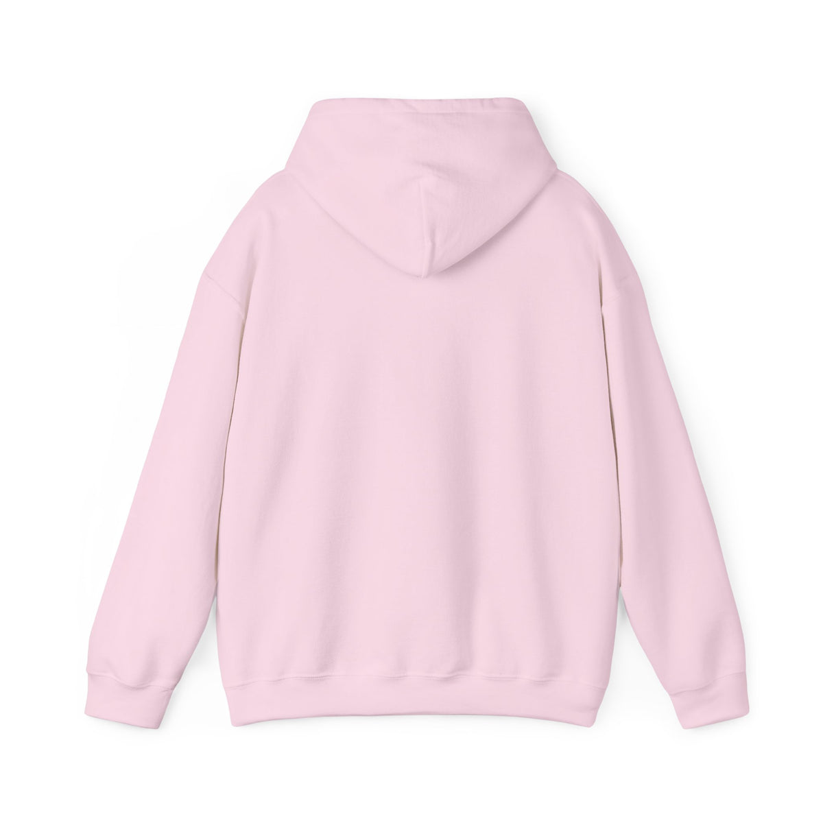 Light pink baby pullover hoodie with hood and front pocket, no visible graphic