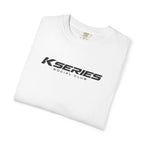 White KSeries Social Club JDM graphic T-shirt, logo print on chest