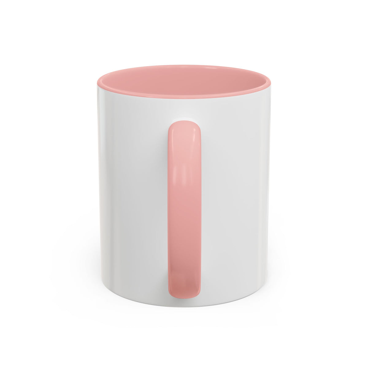 White mug with pink lid and vertical pink front accent
