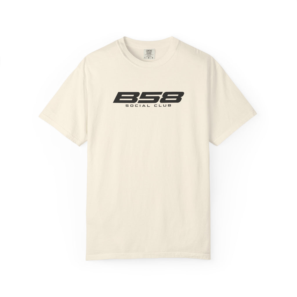 Ivory crew-neck T-shirt with B58 Social Club logo chest print