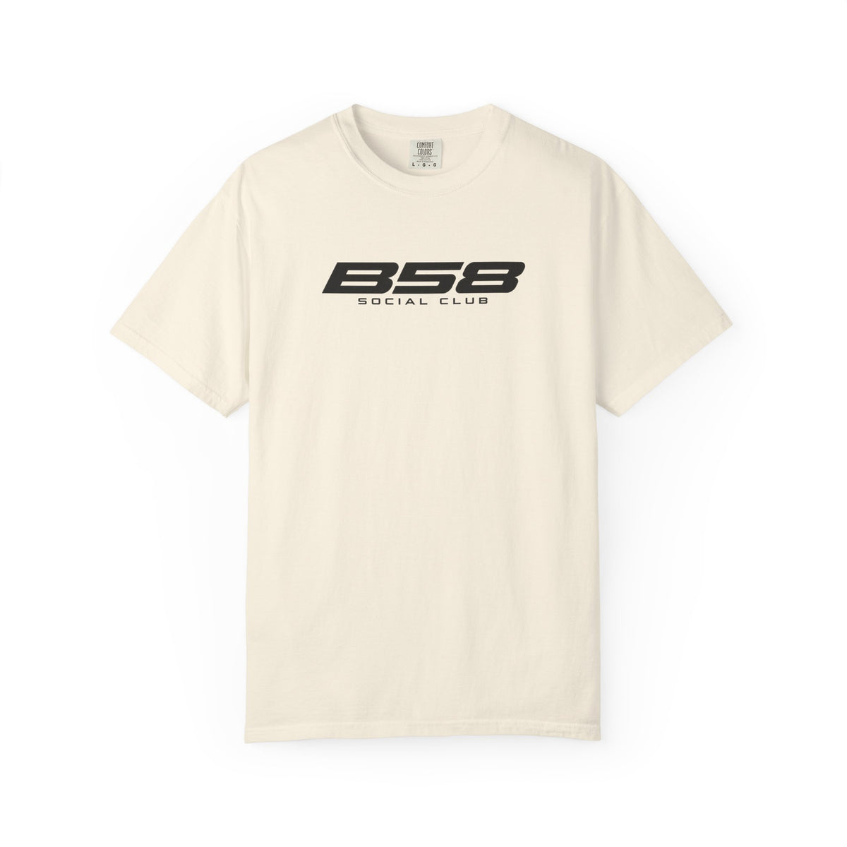 Ivory crew-neck T-shirt with B58 Social Club logo chest print