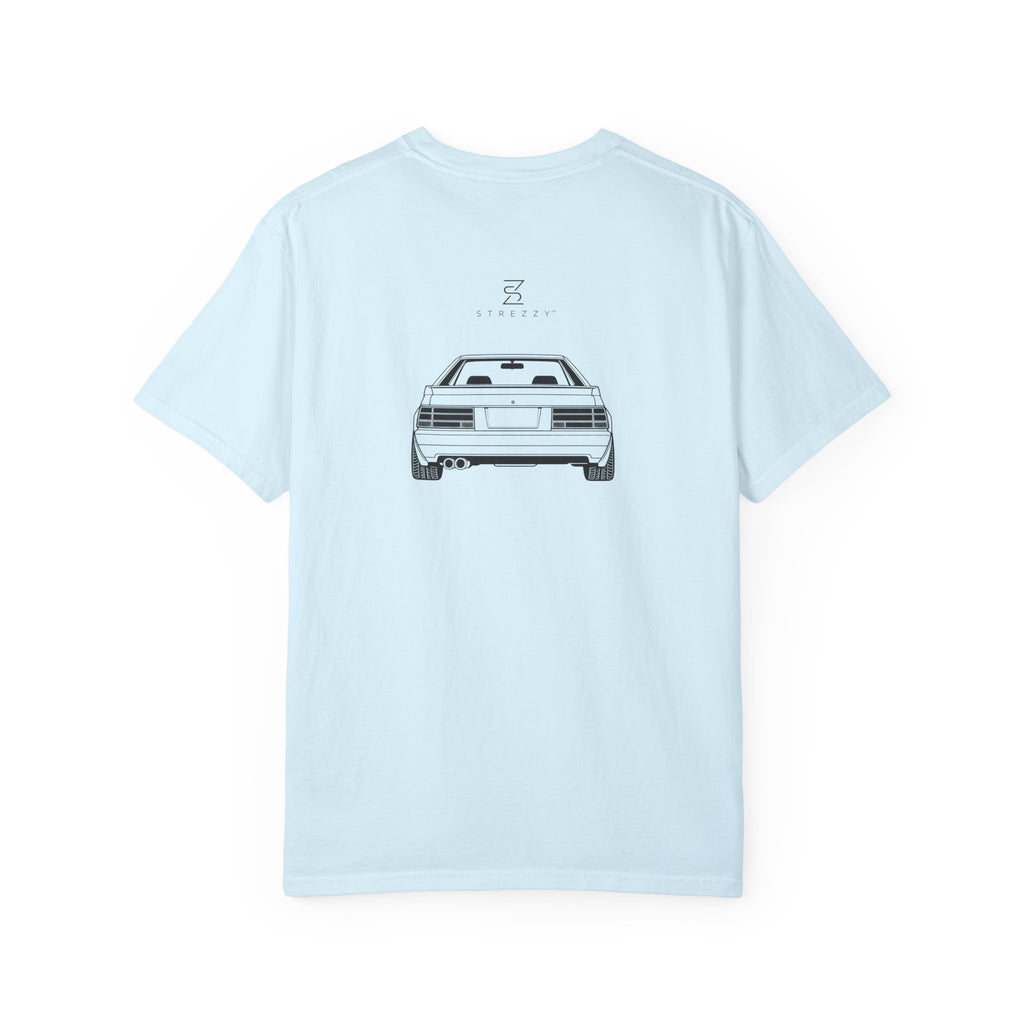 Light blue JDM graphic T-shirt with centered car illustration on back