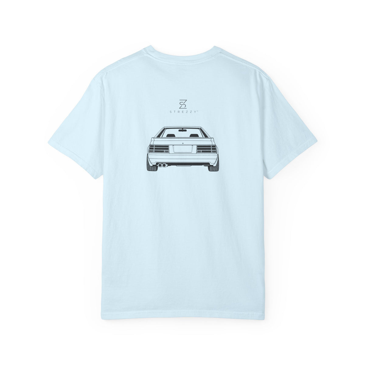 Light blue JDM graphic T-shirt with centered car illustration on back