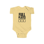 Butter baby bodysuit with “FULL PLATES” gaming graphic on the front