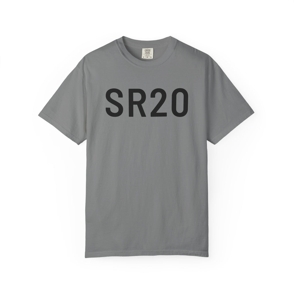 Grey crew-neck T-shirt with SR20 front graphic print