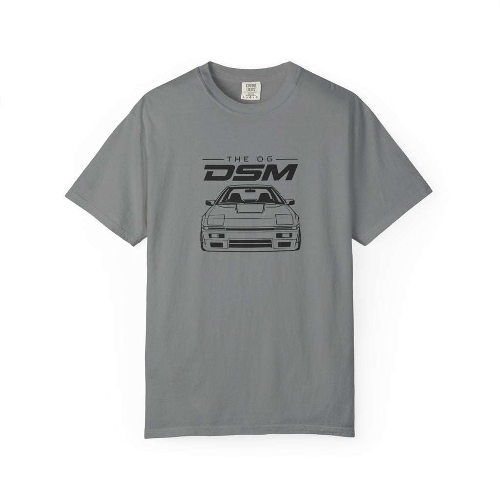 Grey crewneck T-shirt with large front car graphic print and logo