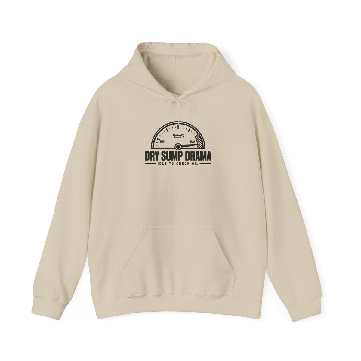 Sand pullover hoodie with chest logo graphic and kangaroo pocket