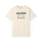 Ivory crew-neck T-shirt with Jet Valve Survivor front car graphic
