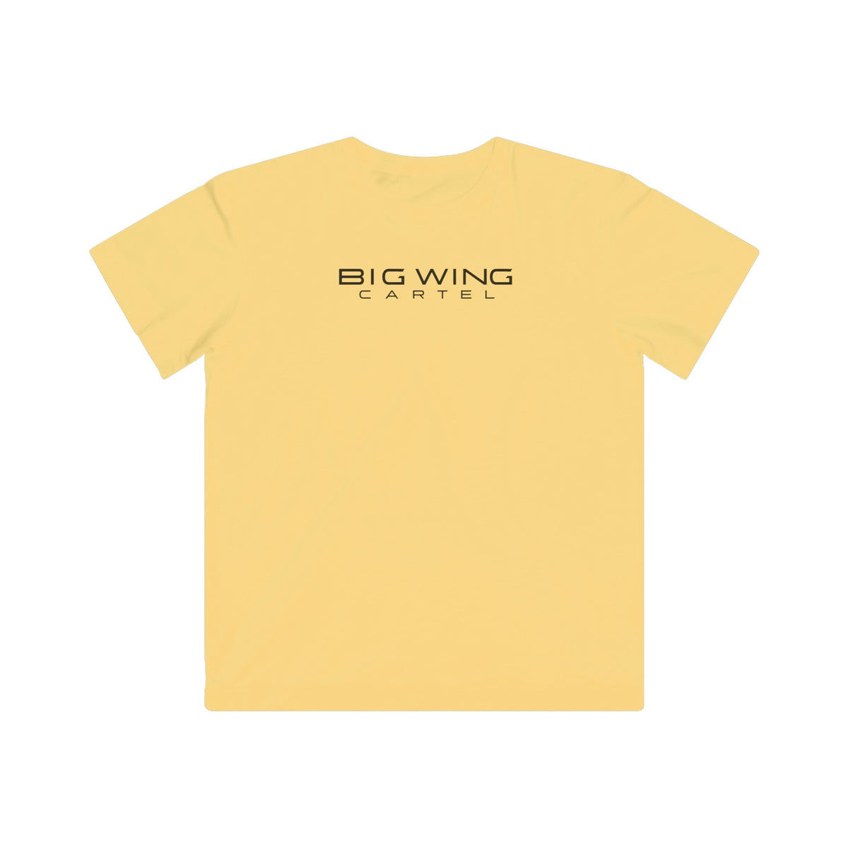 Kids butter yellow T-shirt with Big Wing Cartel chest logo graphic