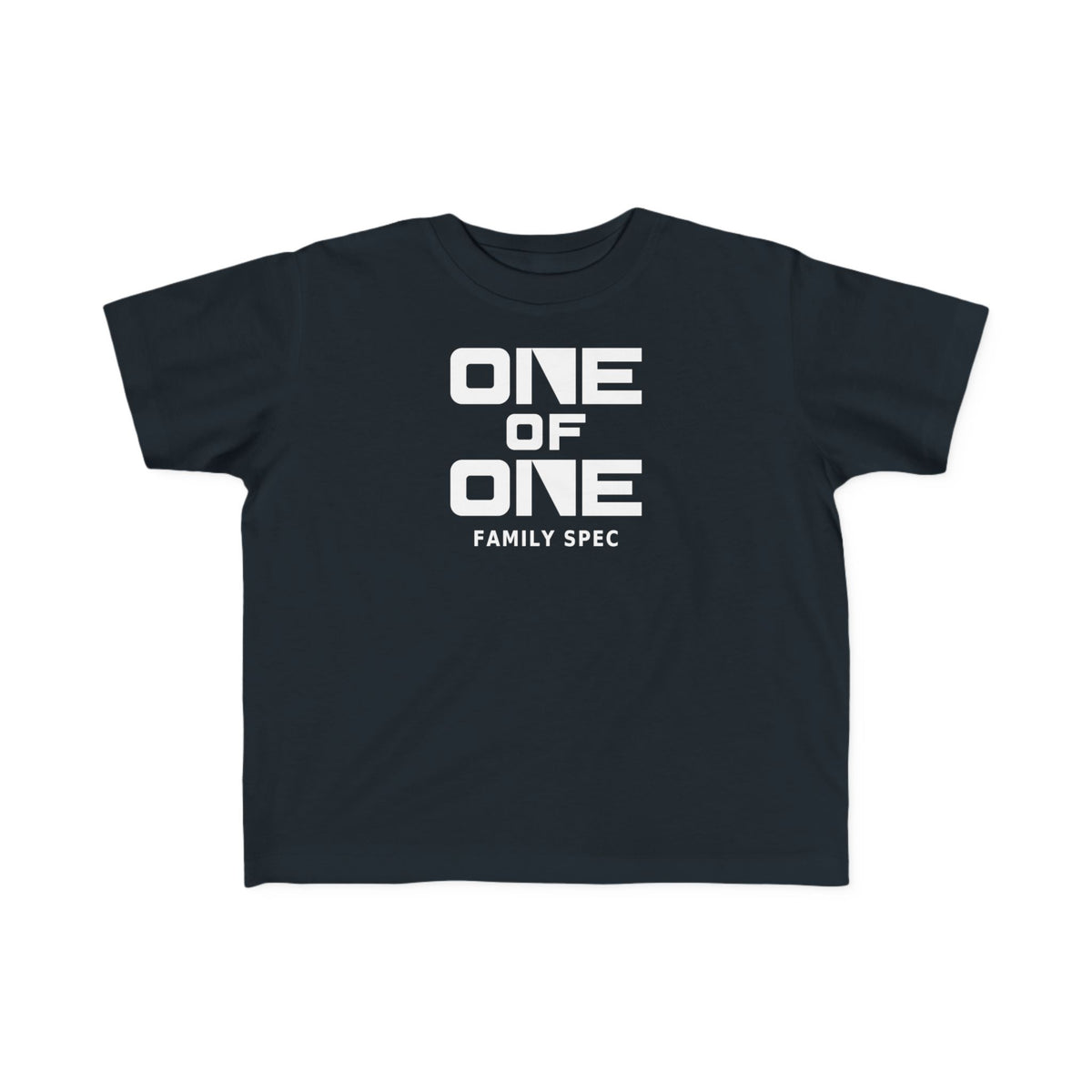 Toddler black T-shirt with “ONE OF ONE” graphic on front