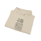 Sand urban carpet map hoodie with chest graphic, folded front with drawstring hood
