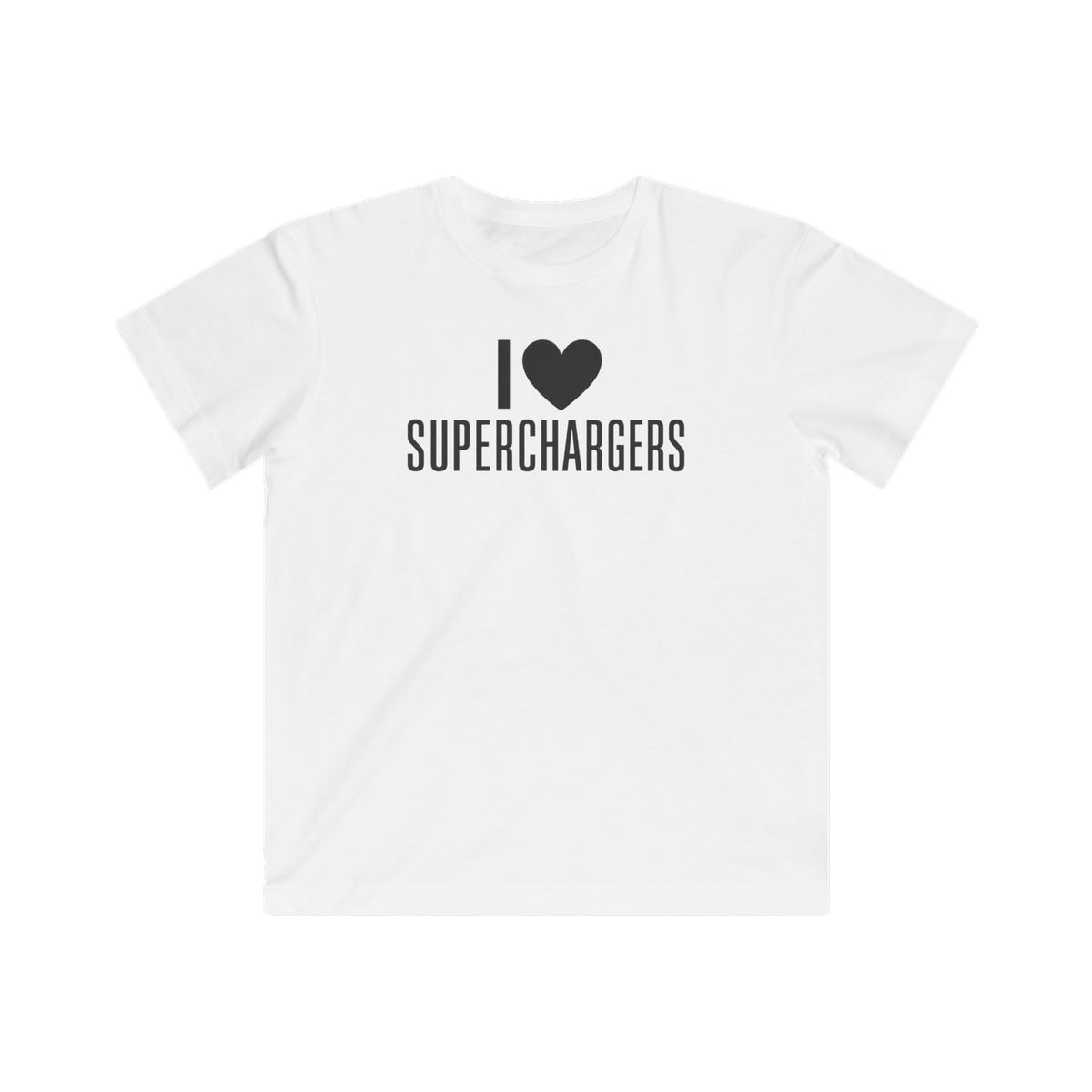 Kids white T-shirt with I ♥ Superchargers graphic on chest
