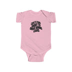 Pink baby bodysuit with front car quote graphic