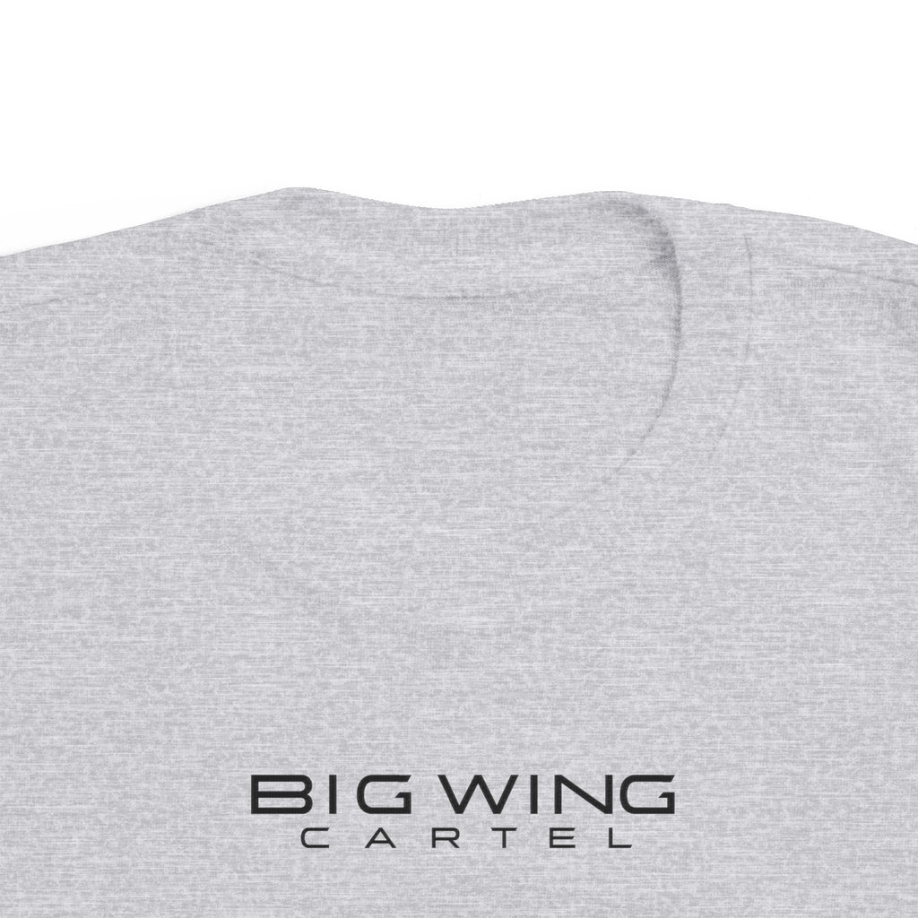 Heather gray toddler t-shirt with Big Wing Cartel chest logo