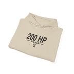 Sand 200 HP Club hoodie folded flat with hood and drawstrings