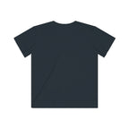 Kids black T-shirt front view with Big Wing Cartel chest logo graphic