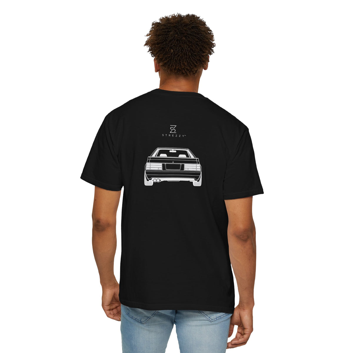 Black JDM T-shirt with rear car graphic and small logo