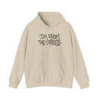 Sand pullover hoodie with 'I'm From The Streets' graphic and front pouch pocket
