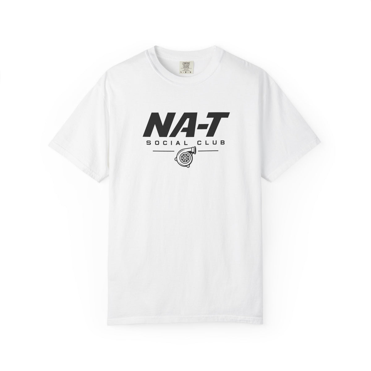 White NA-T Social Club T-shirt with centered chest logo print