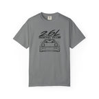 Grey crew-neck T-shirt with 2.6L Social Club JDM car graphic