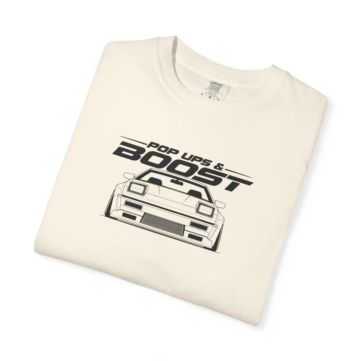 Ivory JDM graphic T-shirt with front car logo print, crew neck