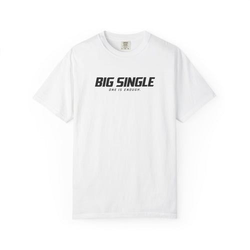 White T-shirt with crew neck and “BIG SINGLE” front graphic, short sleeves