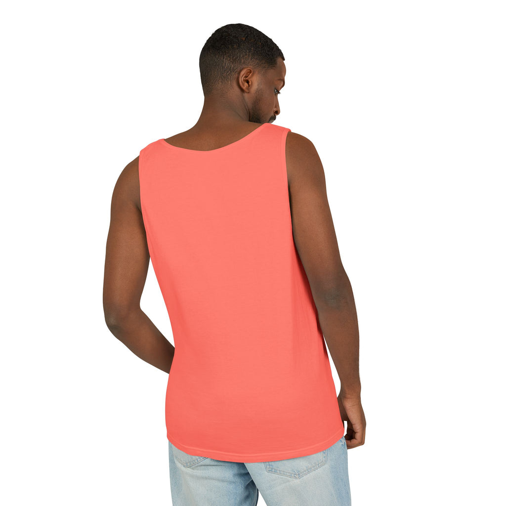 Bright coral-orange racing tank top, sleeveless with open back