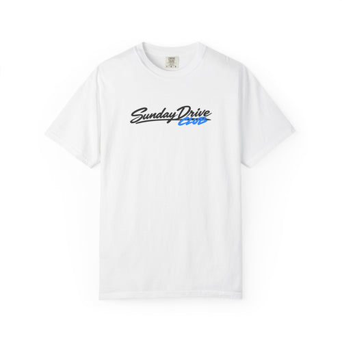White T-shirt with front “Sunday Drive Club” logo print