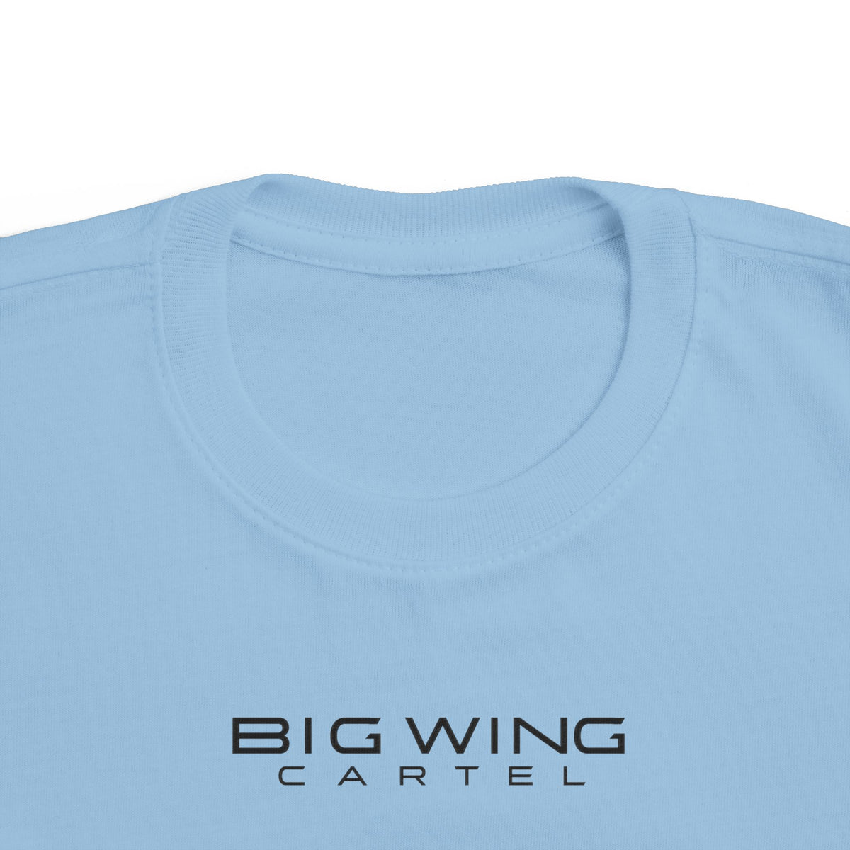 Light blue toddler t-shirt with Big Wing Cartel chest logo