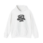 White hoodie with 'Life's too short to drive boring cars' chest graphic.