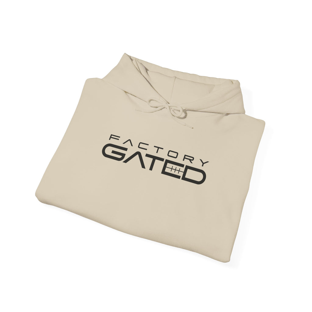 Sand hoodie with drawstring hood and front logo graphic