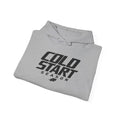 Light gray folded hoodie with Cold Start Season graphic on the chest
