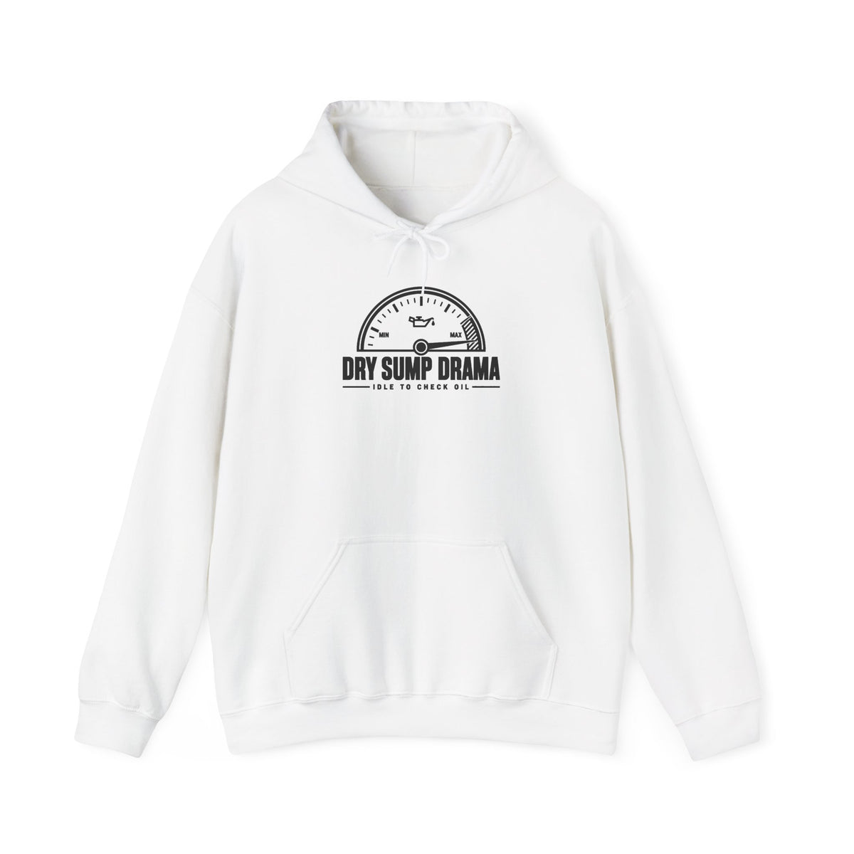 White pullover hoodie with chest logo graphic and kangaroo pocket