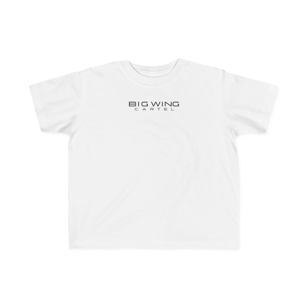 White toddler T-shirt with chest Big Wing Cartel logo print