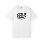 White graphic T-shirt with "COLD START SEASON" logo on the front
