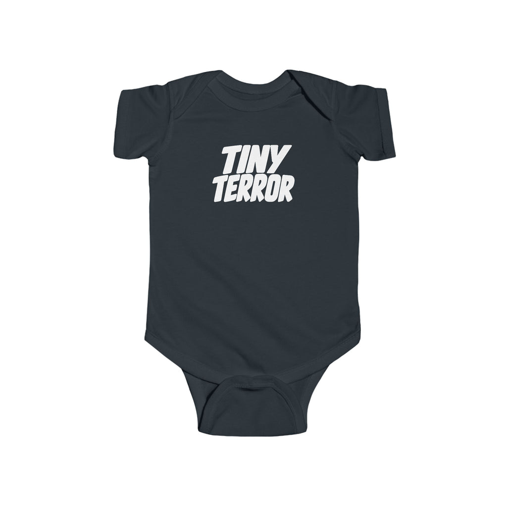Black baby bodysuit with 'TINY TERROR' front graphic